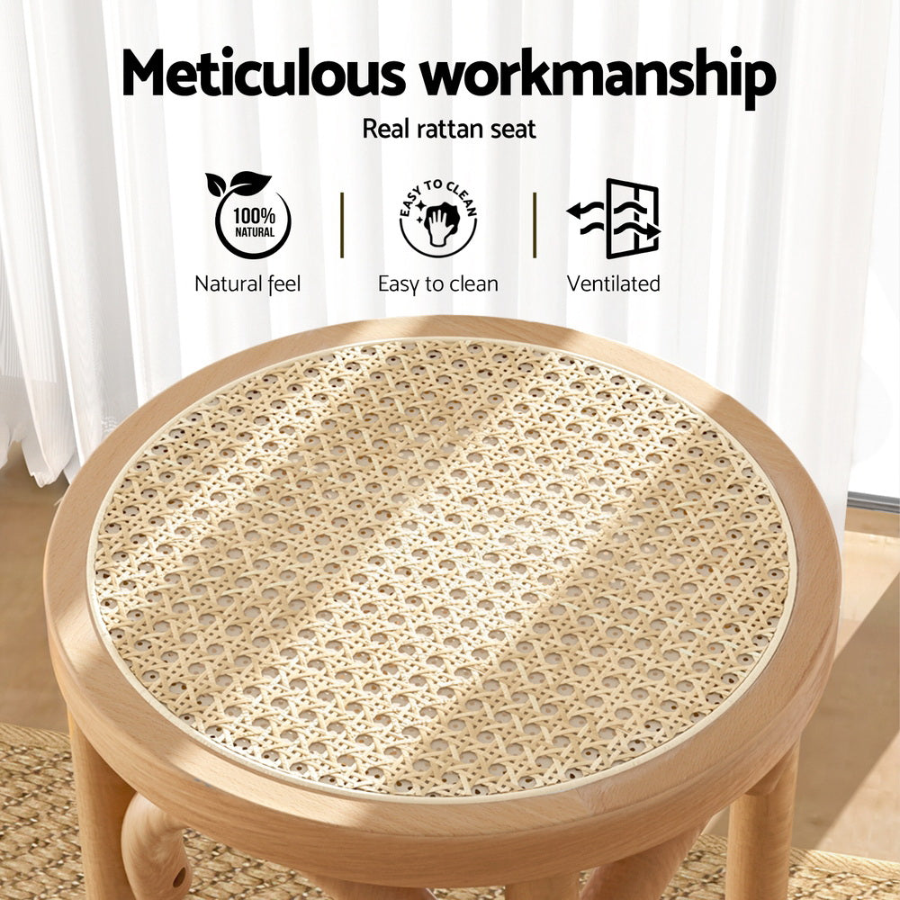 Artiss 4x Bar Stoosl Rattan Seat Wooden - Furniture > Bar Stools & Chairs > Massage Chairs