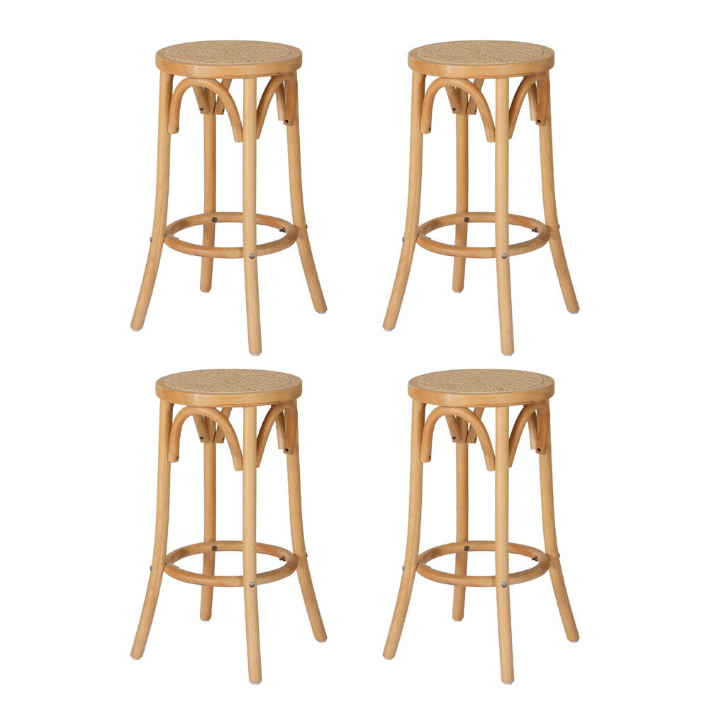 Artiss 4x Bar Stoosl Rattan Seat Wooden - Furniture > Bar Stools & Chairs > Massage Chairs