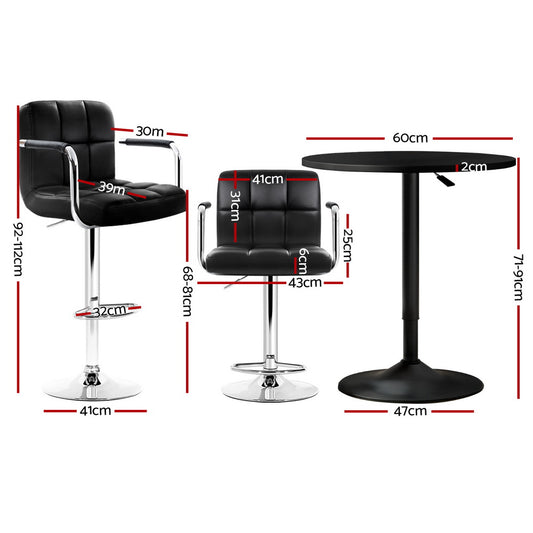 Bar Table and Stools Set Dining Desk Kitchen Chairs Cafe Pub