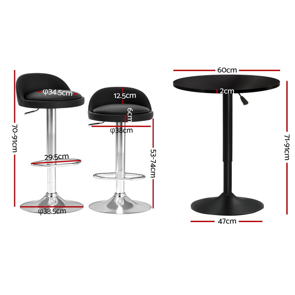 Artiss Bar Table and Stools Set Dining Desk Kitchen Chairs Cafe Pub - Furniture > Bar Stools & Chairs > Table & Bar