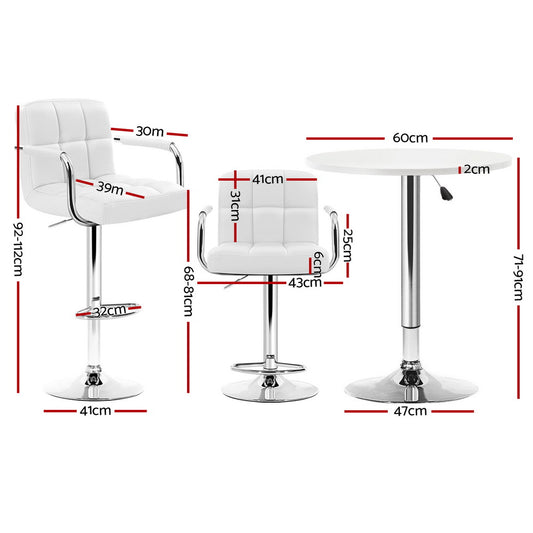 Bar Table and Stools Set Dining Desk Kitchen Chairs Cafe Pub
