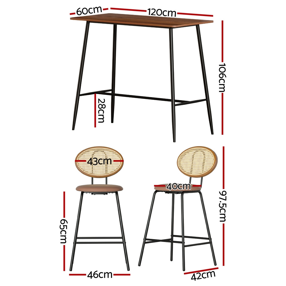 Artiss Bar Table Stools Set Dining Desk Industrial Kitchen Chairs Cafe Pub - Furniture > Bar Stools & Chairs > Table &