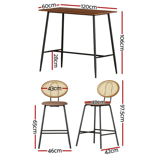 Artiss Bar Table Stools Set Dining Desk Industrial Kitchen Chairs Cafe Pub Furniture > Bar Stools & Chairs > Table &