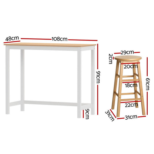 Artiss Bar Table and Stools Set Dining Desk Kitchen Chairs Cafe Pub Furniture > Bar Stools & Chairs > Table & Bar Stools