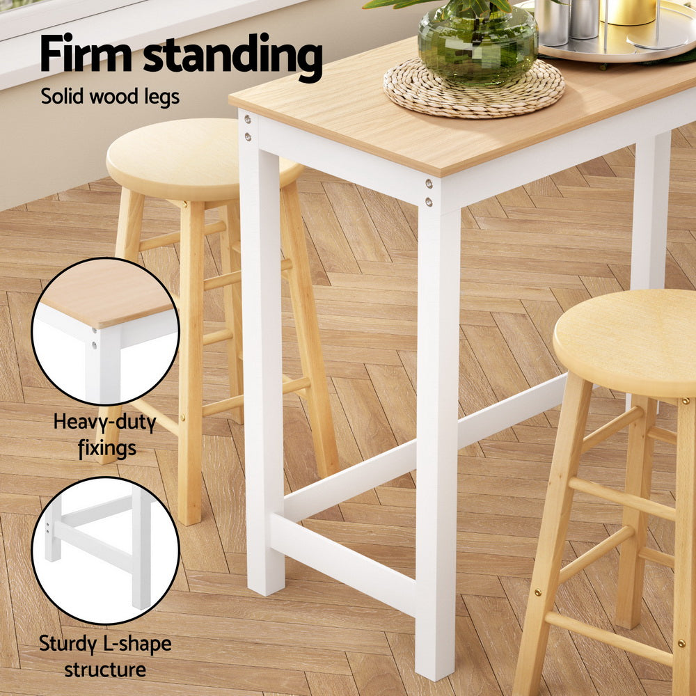 Artiss Bar Table and Stools Set Dining Desk Kitchen Chairs Cafe Pub - Furniture > Bar Stools & Chairs > Table & Bar