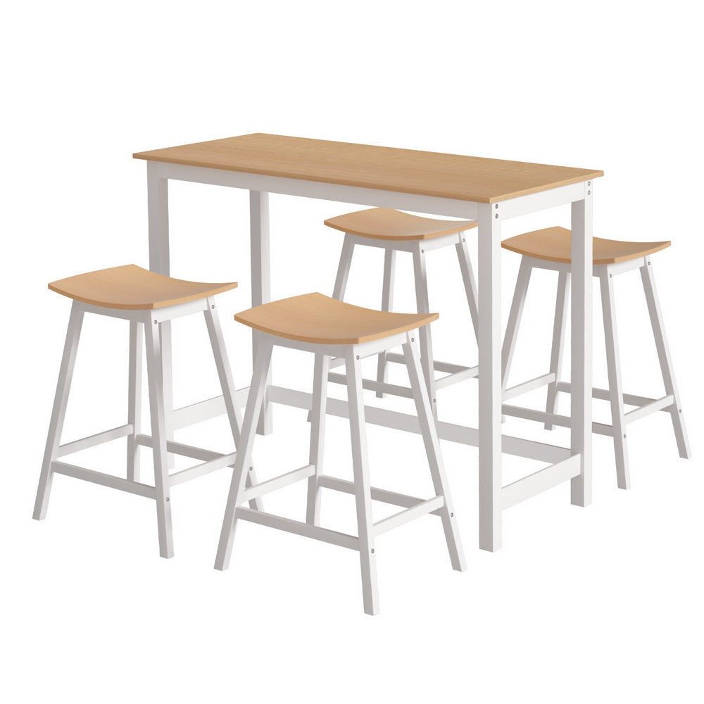 Artiss Bar Table and Stools Set Dining Desk Solid Wood Kitchen Chairs Cafe Pub - Furniture > Bar Stools & Chairs >