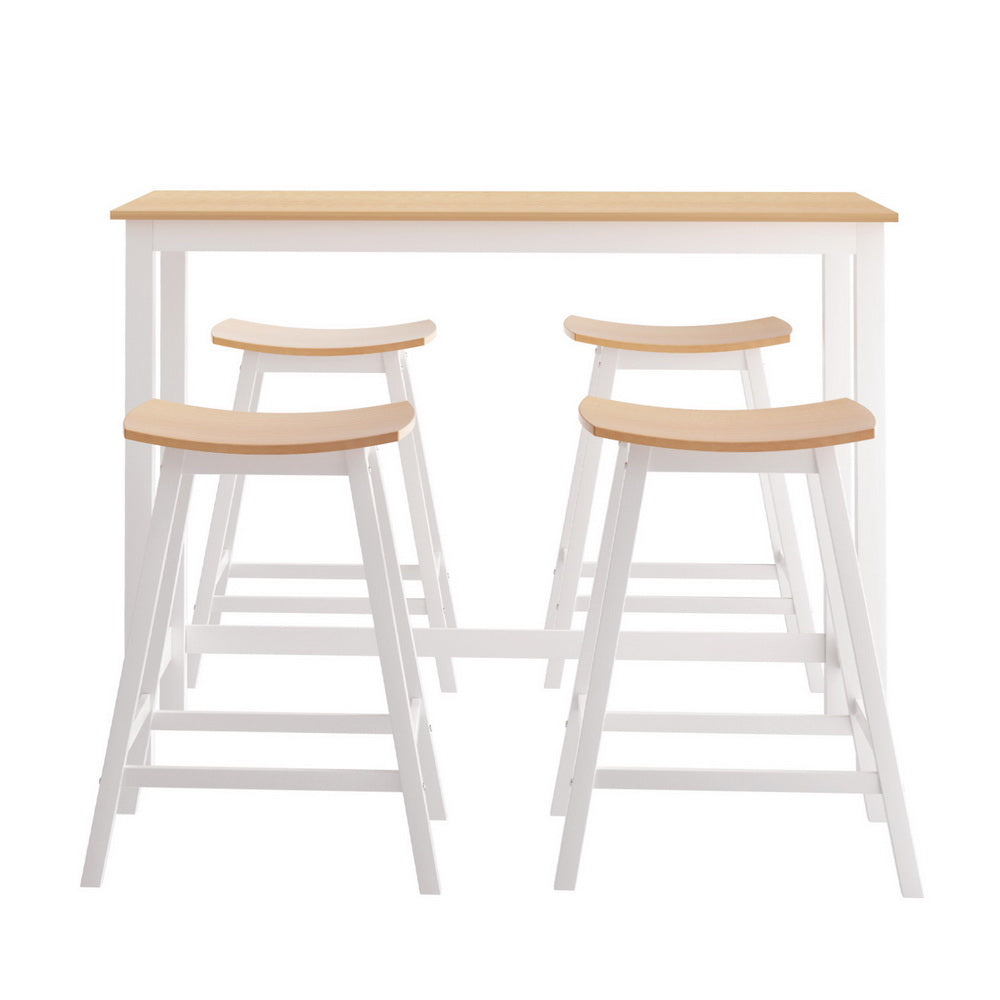 Artiss Bar Table and Stools Set Dining Desk Solid Wood Kitchen Chairs Cafe Pub - Furniture > Bar Stools & Chairs >