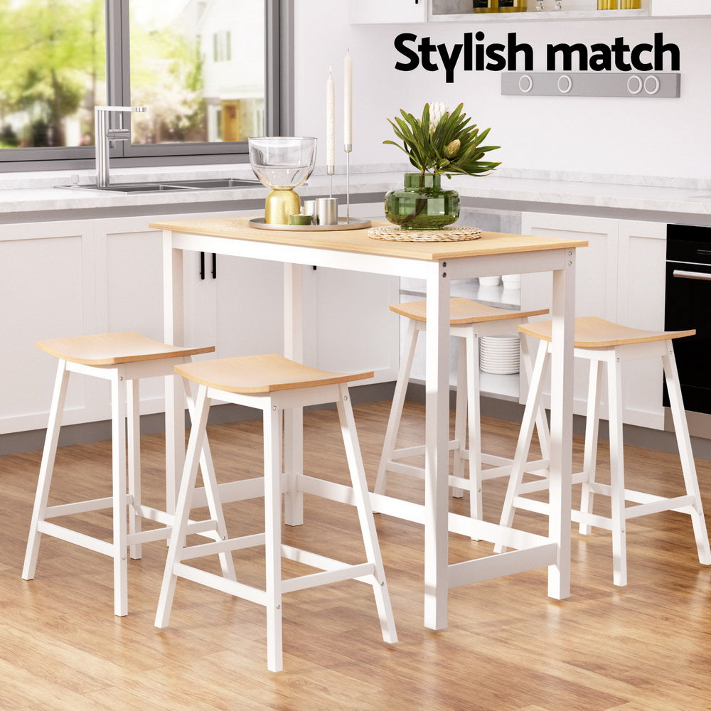 Artiss Bar Table and Stools Set Dining Desk Solid Wood Kitchen Chairs Cafe Pub - Furniture > Bar Stools & Chairs >