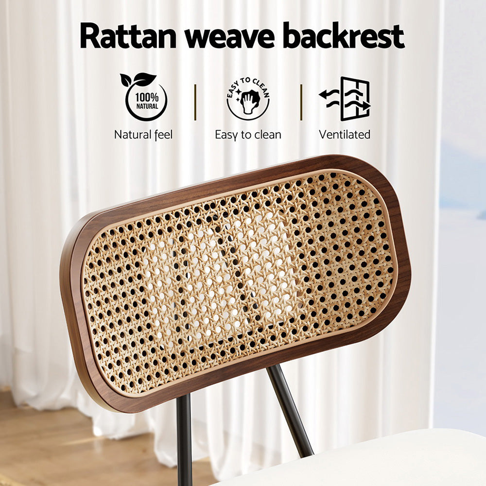2x Artiss Bar Stools Kitchen Counter Rattan Chairs PU Leather Padding Furniture > Bar Stools & Chairs > Table & Bar