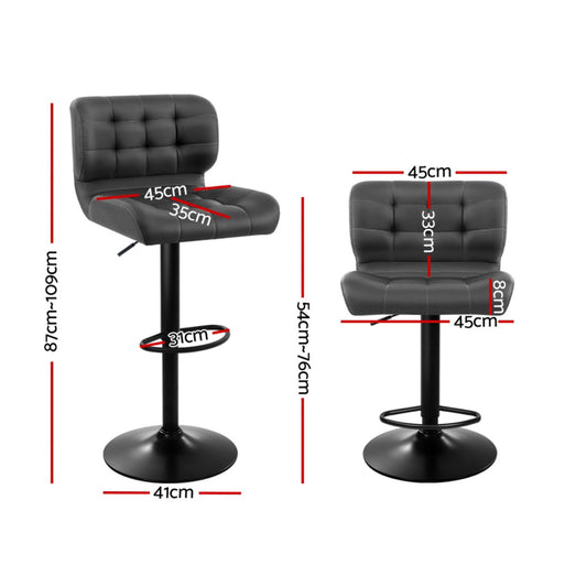 4x Bar Stools Gas Lift Leather Padded Grey - Furniture > Bar Stools & Chairs > Massage Chairs