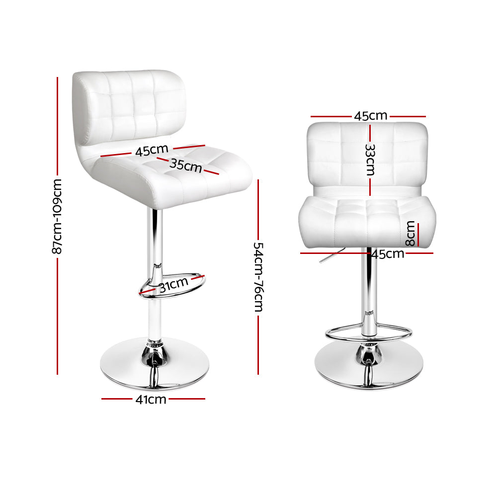 Artiss 4x Bar Stools Gas Lift Leather Padded White - Furniture > Bar Stools & Chairs > Table & Bar Stools