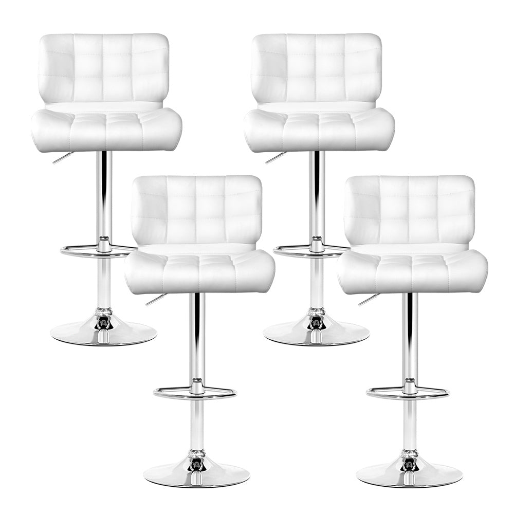 Artiss 4x Bar Stools Gas Lift Leather Padded White - Furniture > Bar Stools & Chairs > Table & Bar Stools