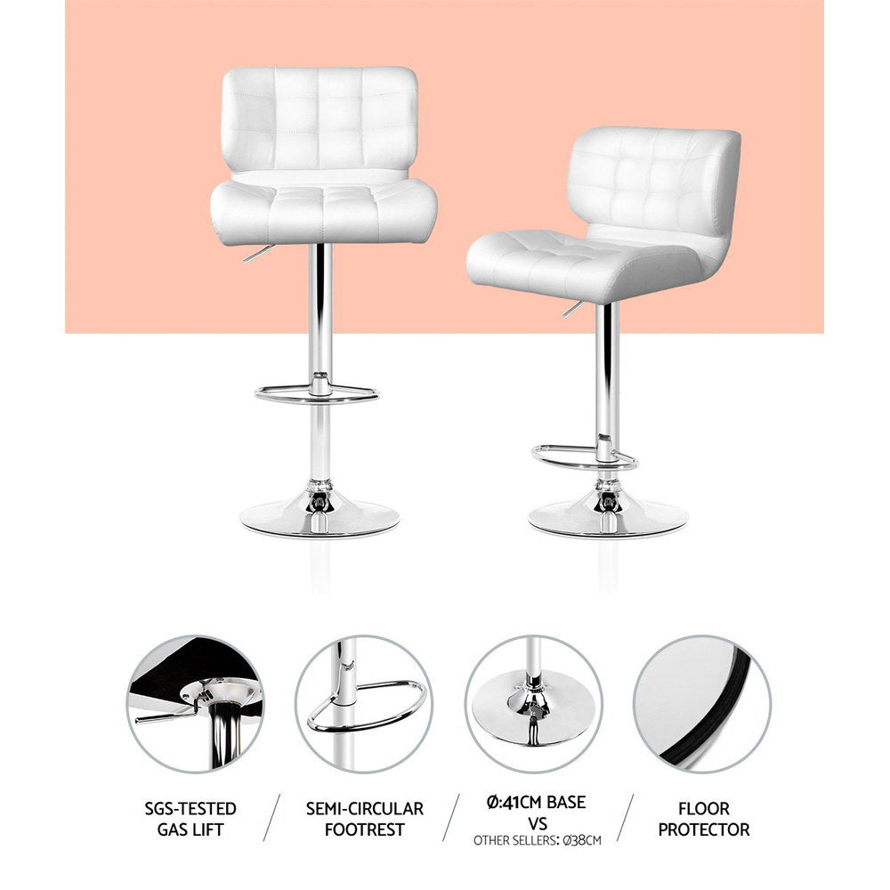 Artiss 4x Bar Stools Gas Lift Leather Padded White - Furniture > Bar Stools & Chairs > Table & Bar Stools