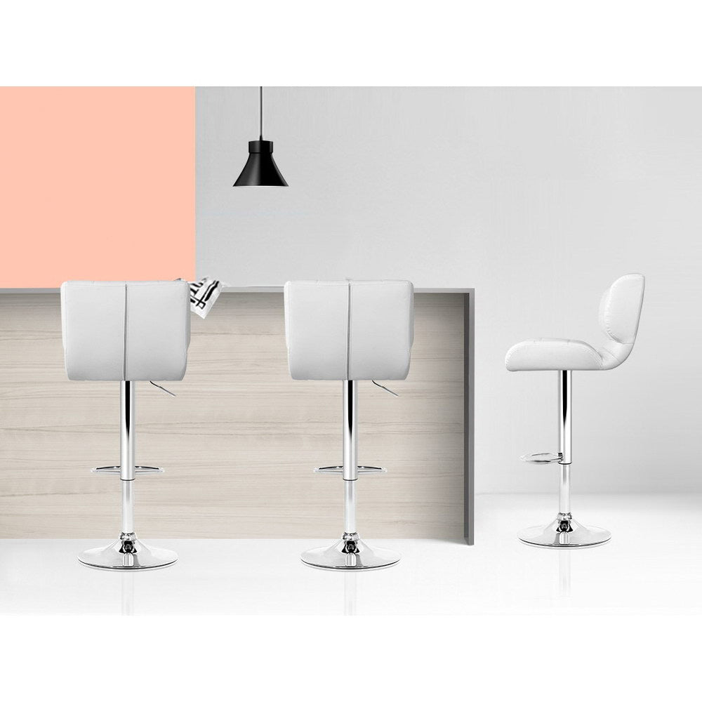 Artiss 4x Bar Stools Gas Lift Leather Padded White - Furniture > Bar Stools & Chairs > Table & Bar Stools