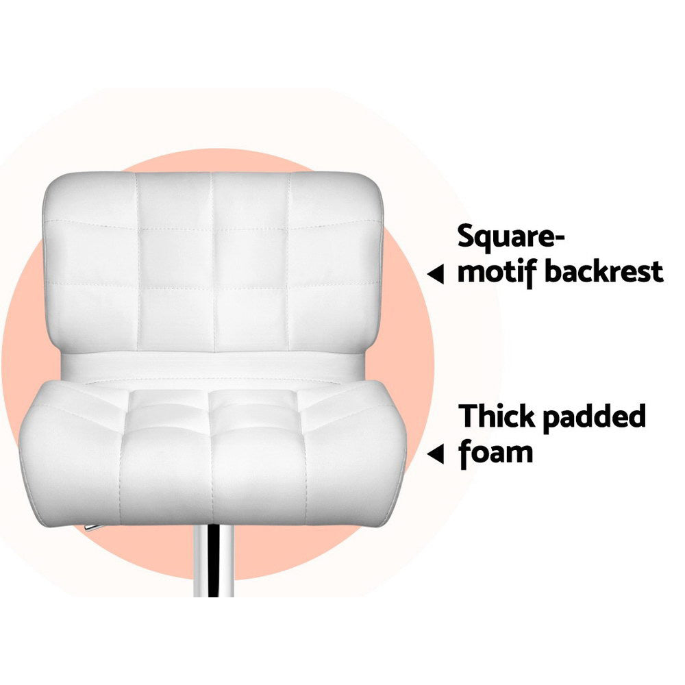 Artiss 4x Bar Stools Gas Lift Leather Padded White - Furniture > Bar Stools & Chairs > Table & Bar Stools
