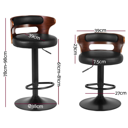 Artiss 2x Bar Stools Gas Lift Faux Leather Furniture > Bar Stools & Chairs > Table & Bar Stools