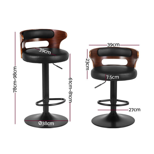 4x Bar Stools Gas Lift Faux Leather - Furniture > Bar Stools & Chairs > Table & Bar Stools