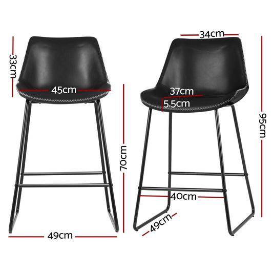 4x Bar Stools Leather Padded Metal Legs Black - Furniture > Bar Stools & Chairs > Massage Chairs
