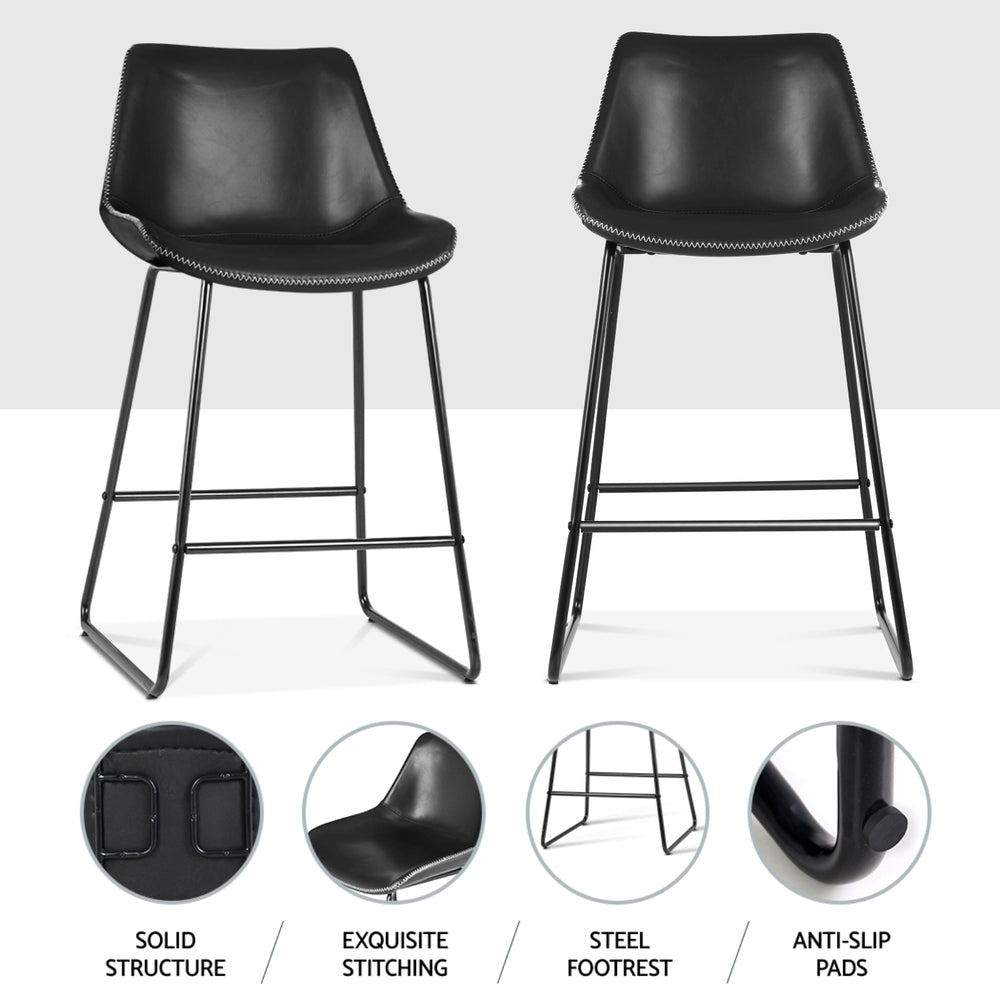 Artiss 4x Bar Stools Leather Padded Metal Legs Black - Furniture > Bar Stools & Chairs > Massage Chairs