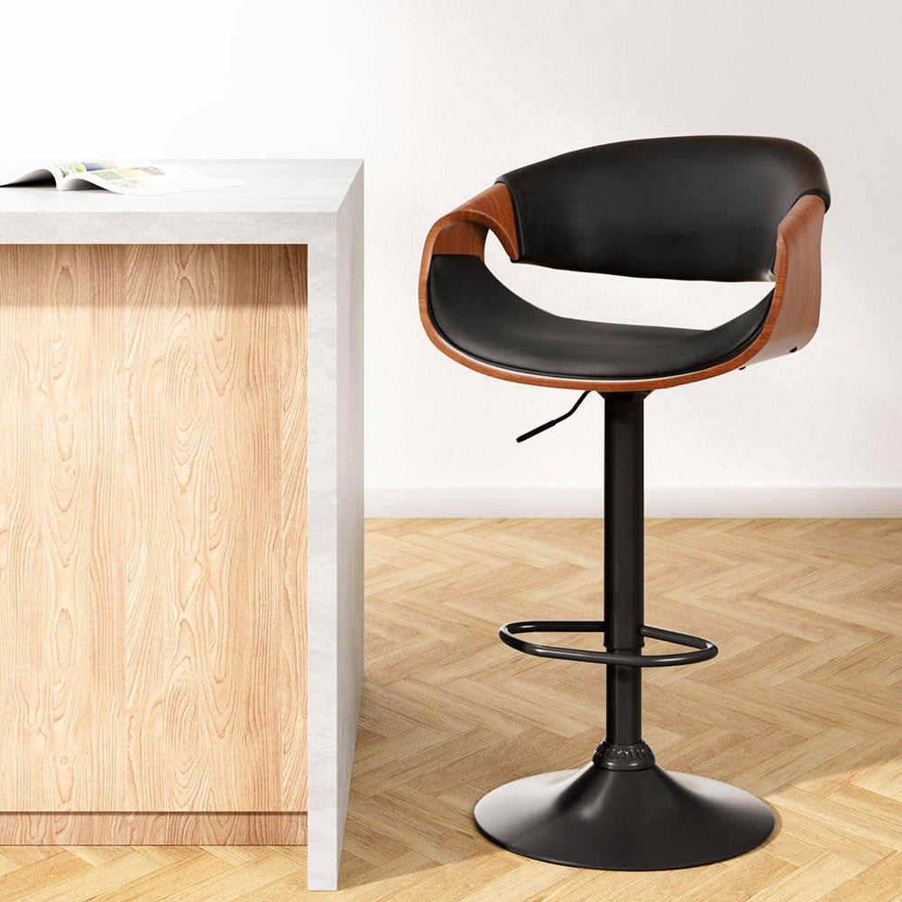 Artiss Bar Stools Gas Lift Leather w/Armrest Furniture > Bar Stools & Chairs > Table & Bar Stools