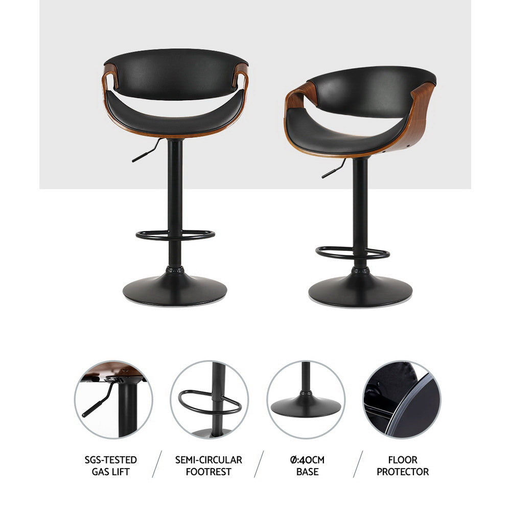 Artiss Bar Stools Gas Lift Leather w/Armrest Furniture > Bar Stools & Chairs > Table & Bar Stools