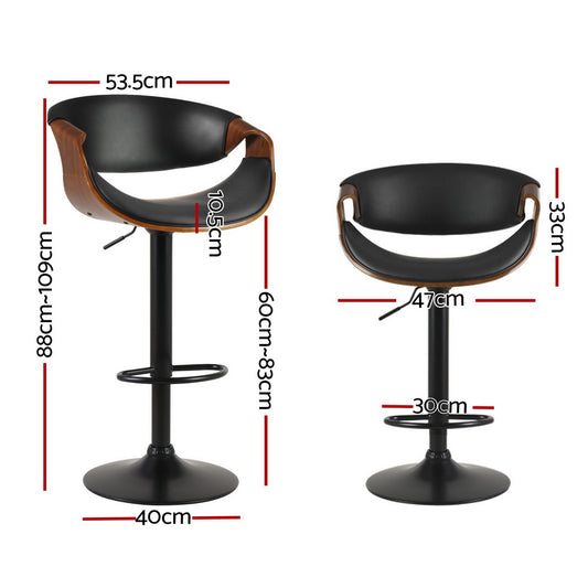 4x Bar Stools Gas Lift Leather w/Armrest - Furniture > Bar Stools & Chairs > Massage Chairs