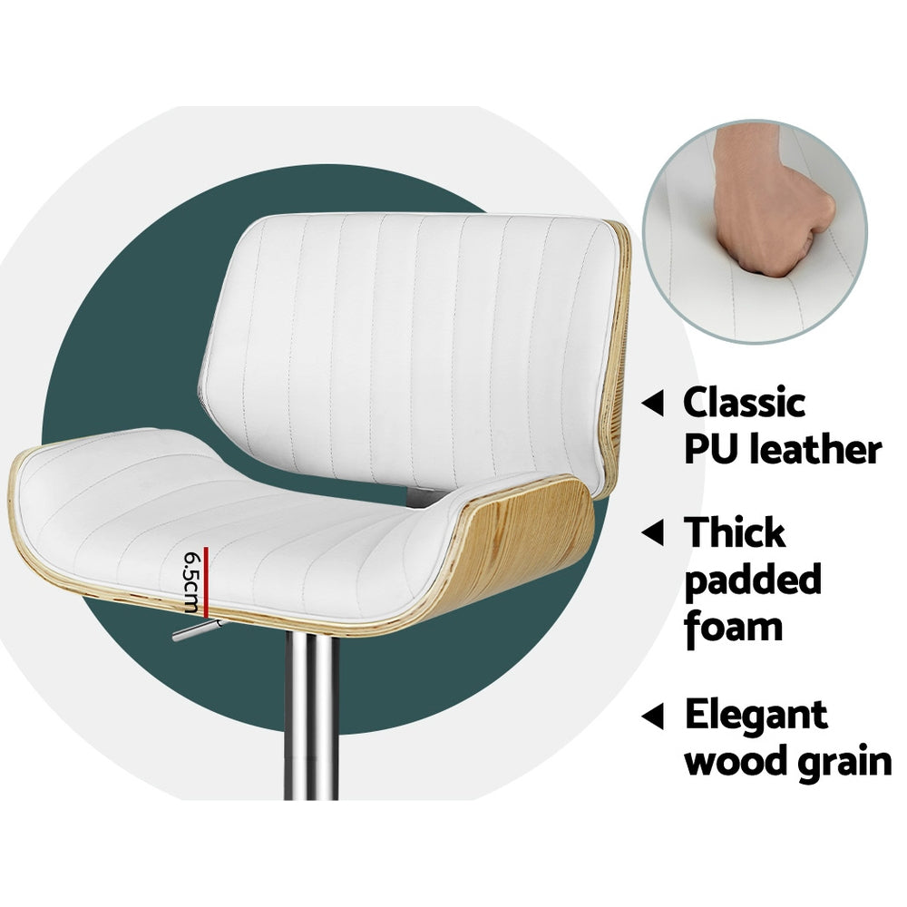 Artiss Bar Stools Swivel Leather Chairs Wooden - Furniture > Bar Stools & Chairs > Table & Bar Stools
