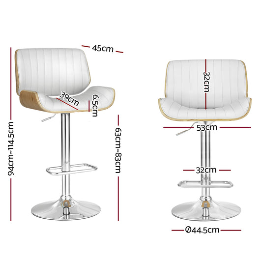 Artiss 2x Bar Stools Adjustable Leather Chairs Furniture > Bar Stools & Chairs > Table & Bar Stools
