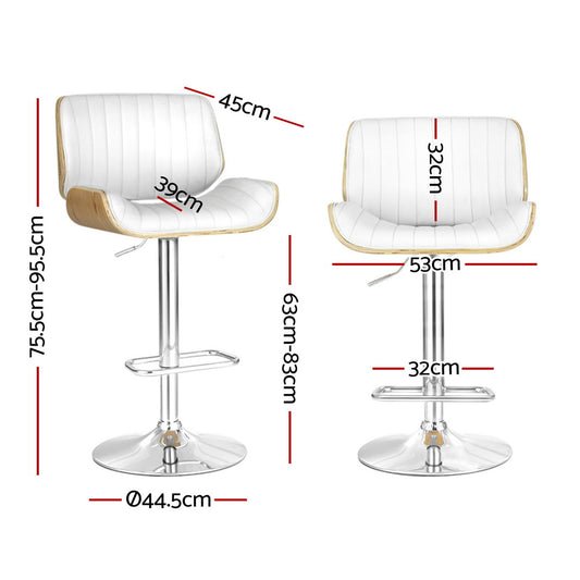 4x Bar Stools Adjustable Leather Chairs - Furniture > Bar Stools & Chairs > Arm Chairs & Recliners