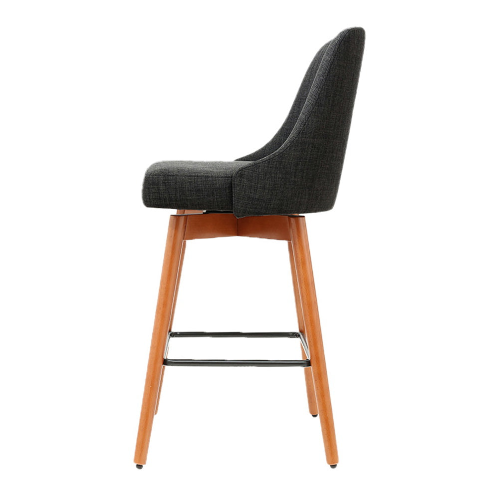 Artiss 2x Bar Stools Swivel Seat Wooden Charcoal - Furniture > Bar Stools & Chairs > Table & Bar Stools