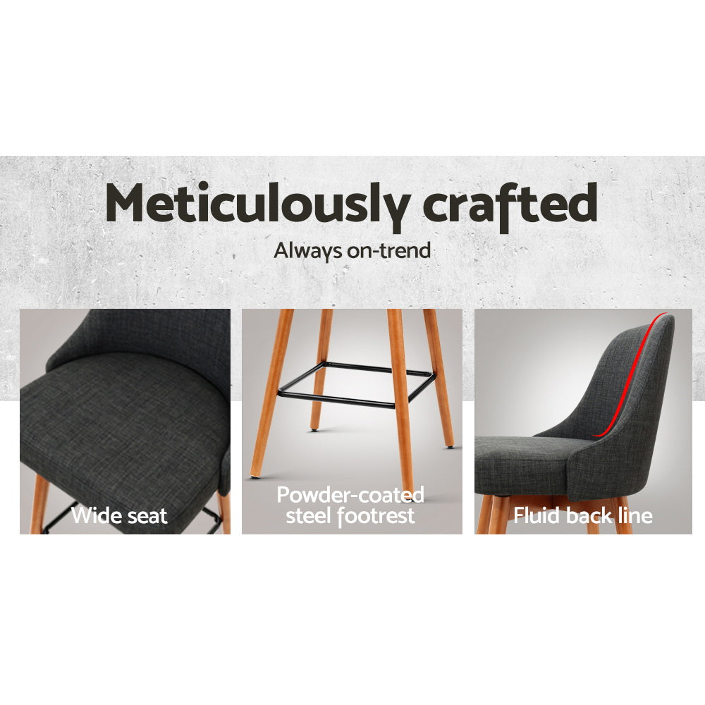 Artiss 2x Bar Stools Swivel Seat Wooden Charcoal - Furniture > Bar Stools & Chairs > Table & Bar Stools