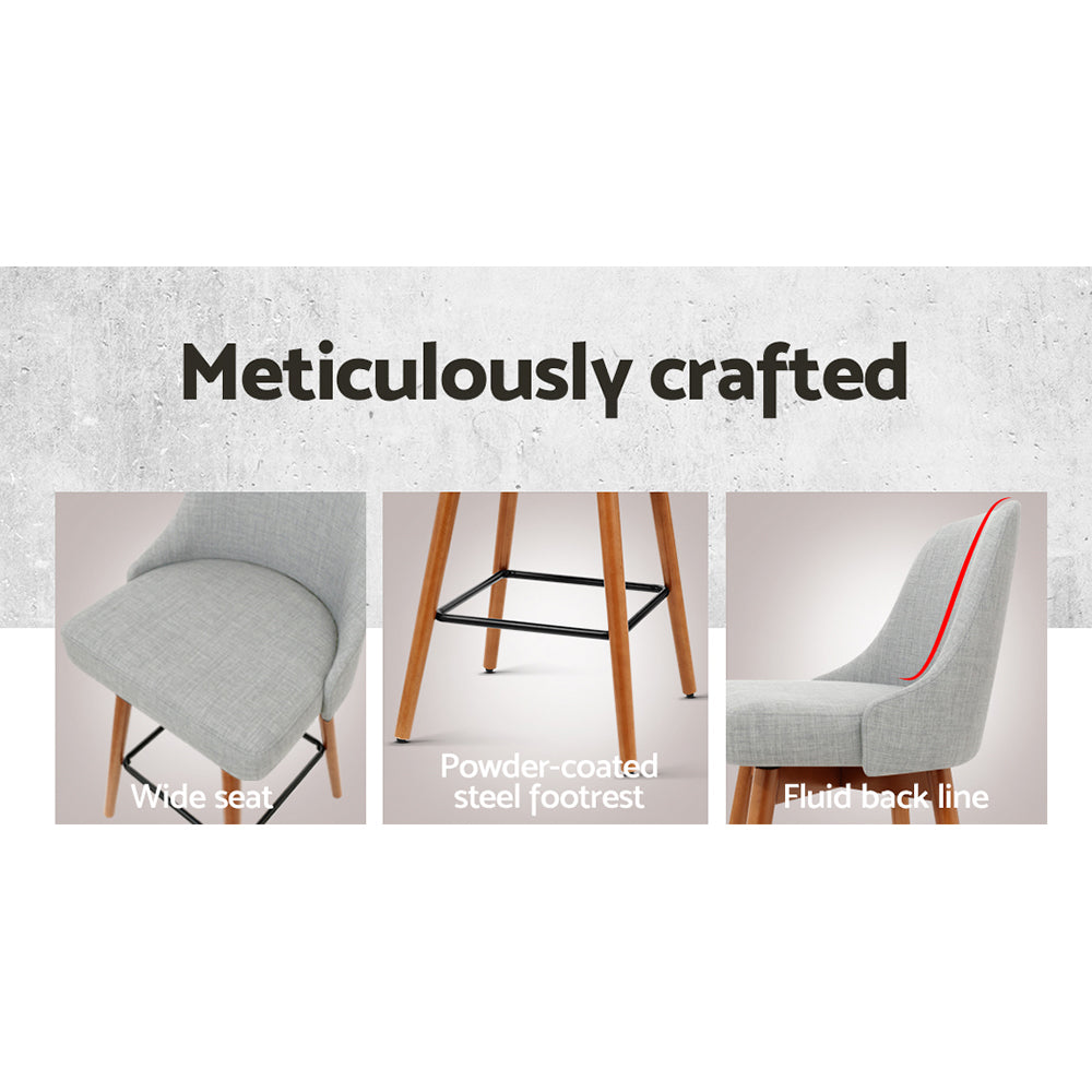 Artiss 2x Bar Stools Swivel Seat Wooden Grey - Furniture > Bar Stools & Chairs > Table & Bar Stools