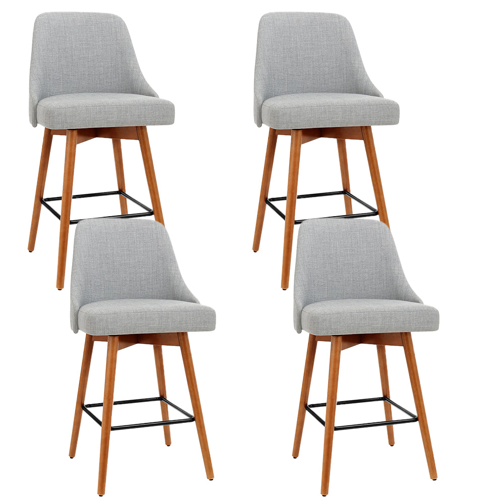 Artiss 4x Bar Stools Swivel Seat Wooden Grey - Furniture > Bar Stools & Chairs > Table & Bar Stools