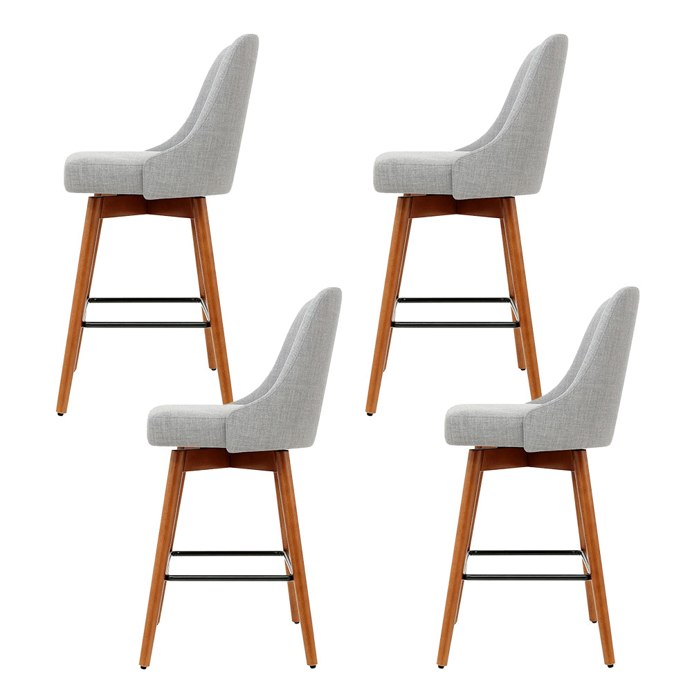 Artiss 4x Bar Stools Swivel Seat Wooden Grey - Furniture > Bar Stools & Chairs > Table & Bar Stools