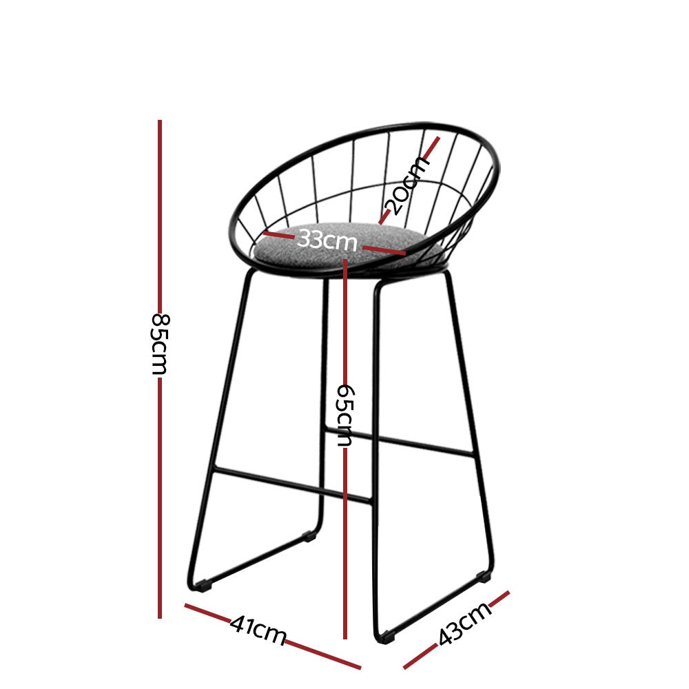 Artiss 4x Bar Stools Padded Seat Metal - Furniture > Bar Stools & Chairs > Table & Bar Stools