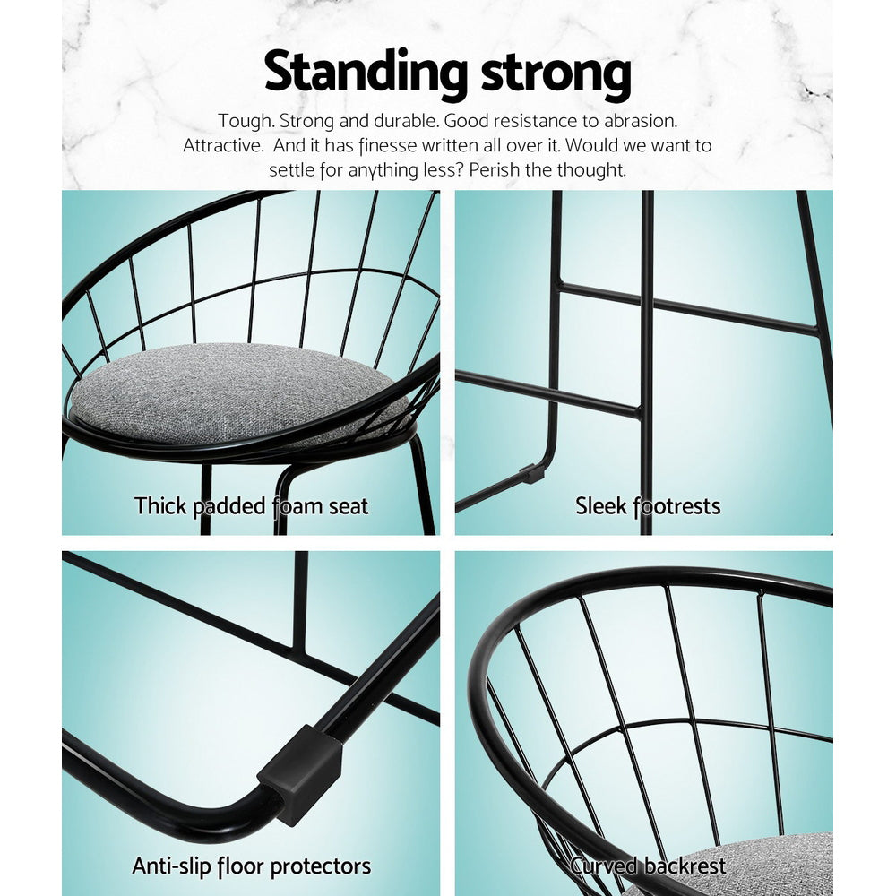 Artiss 4x Bar Stools Padded Seat Metal - Furniture > Bar Stools & Chairs > Table & Bar Stools