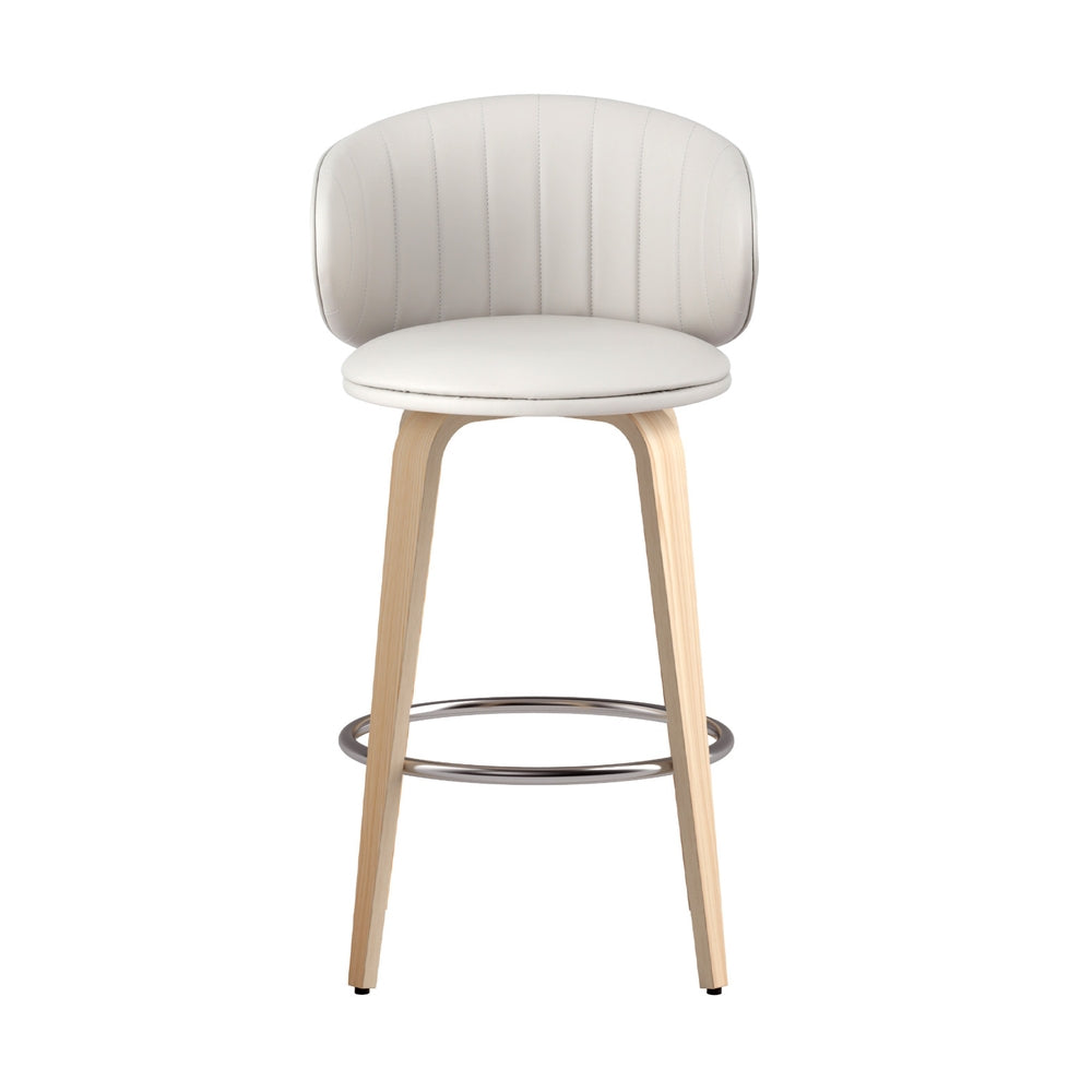 2x Artiss Bar Stools Dining Chairs Contoured Leather Wood Stool Furniture > Bar Stools & Chairs > Table & Bar Stools