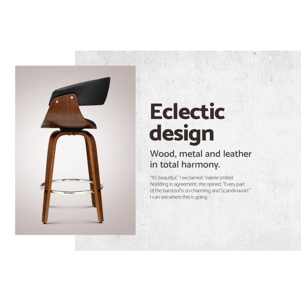 Artiss 2x Bar Stools Swivel PU Seat Wooden - Furniture > Bar Stools & Chairs > Table & Bar Stools