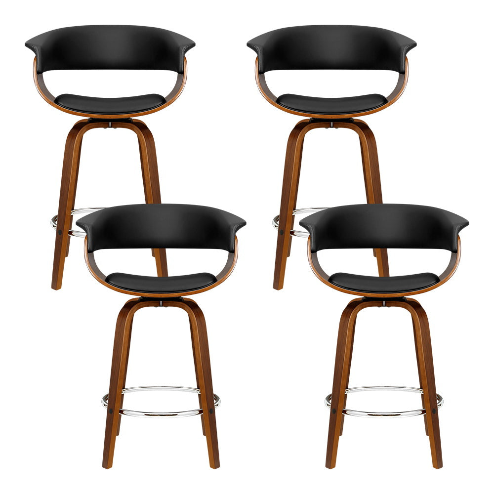 Artiss 4x Bar Stools Swivel PU Seat Wooden Furniture > Bar Stools & Chairs > Table & Bar Stools