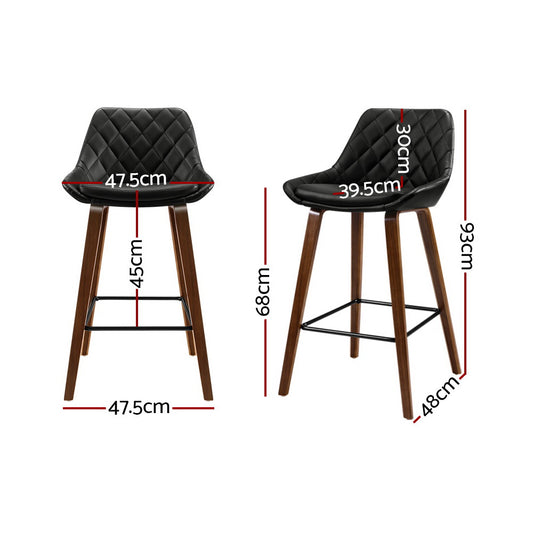 Artiss 2x Bar Stools PU Seat Wooden Furniture > Bar Stools & Chairs > Table & Bar Stools