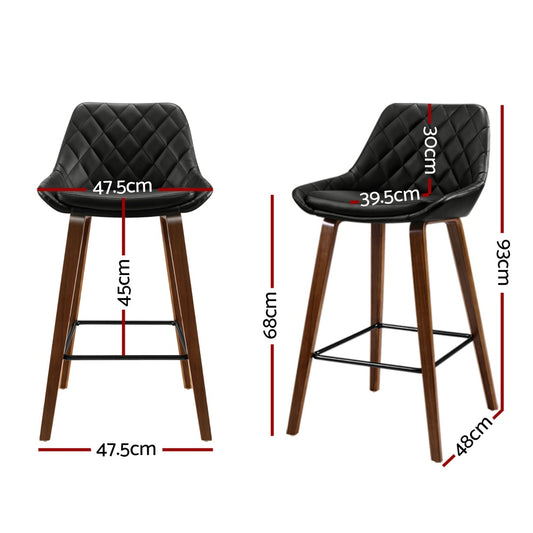 Artiss 4x Bar Stools PU Seat Wooden Furniture > Bar Stools & Chairs > Table & Bar Stools