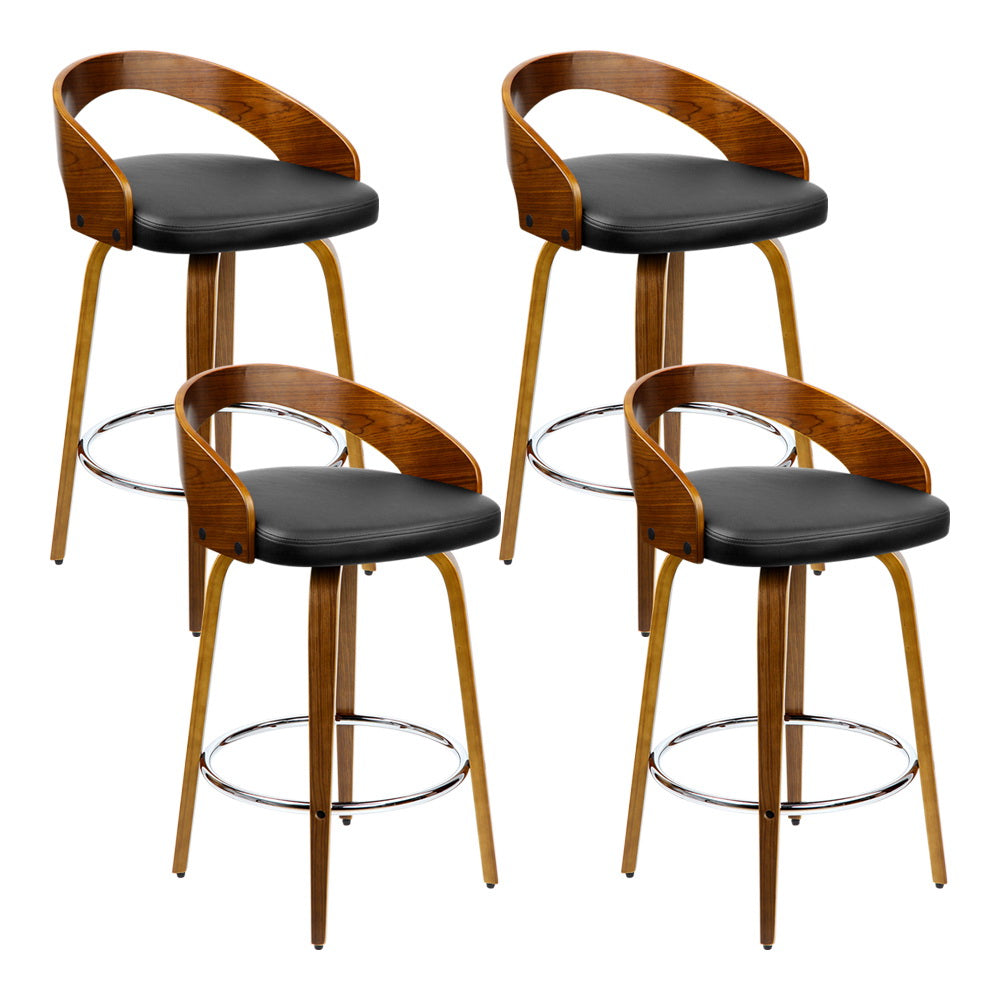 Artiss 4x Bar Stools Swivel Seat Curving Backrest Furniture > Bar Stools & Chairs > Table & Bar Stools