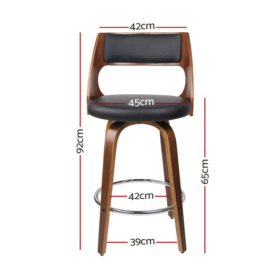 Artiss 2x Bar Stools Swivel Leather Chair 65cm Furniture > Bar Stools & Chairs > Table & Bar Stools