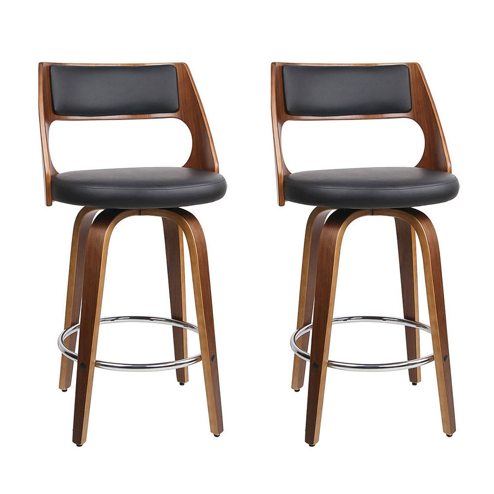 Artiss 2x Bar Stools Swivel Leather Chair 65cm Furniture > Bar Stools & Chairs > Table & Bar Stools