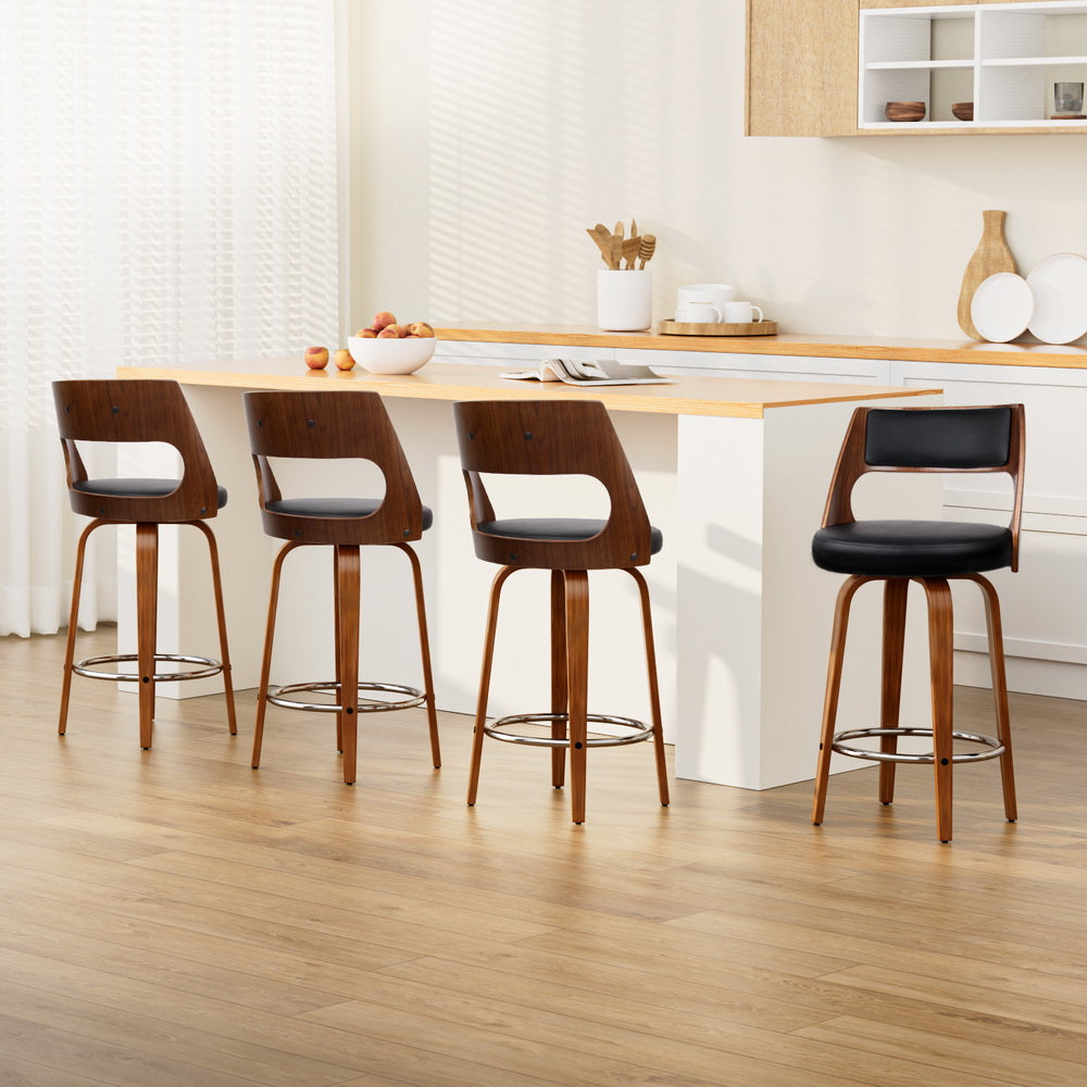 4x Bar Stools Swivel Leather Chair 65cm - Furniture > Bar Stools & Chairs > Table & Bar Stools