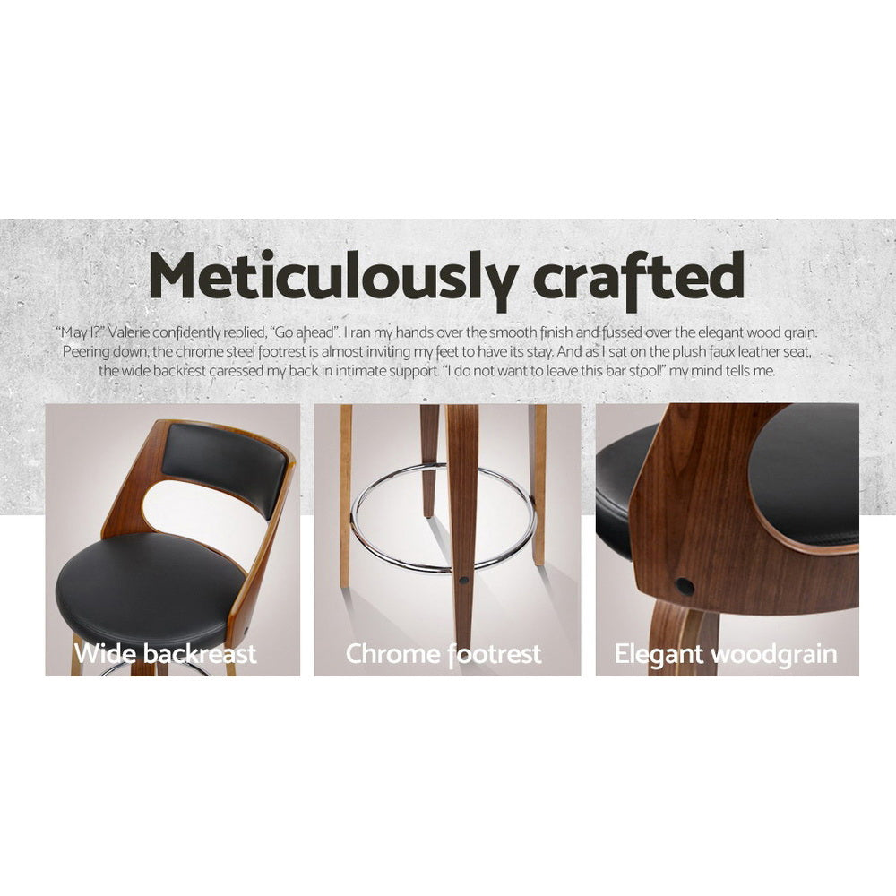 Artiss 2x Bar Stools Swivel Leather Chair 76cm - Furniture > Bar Stools & Chairs > Table & Bar Stools