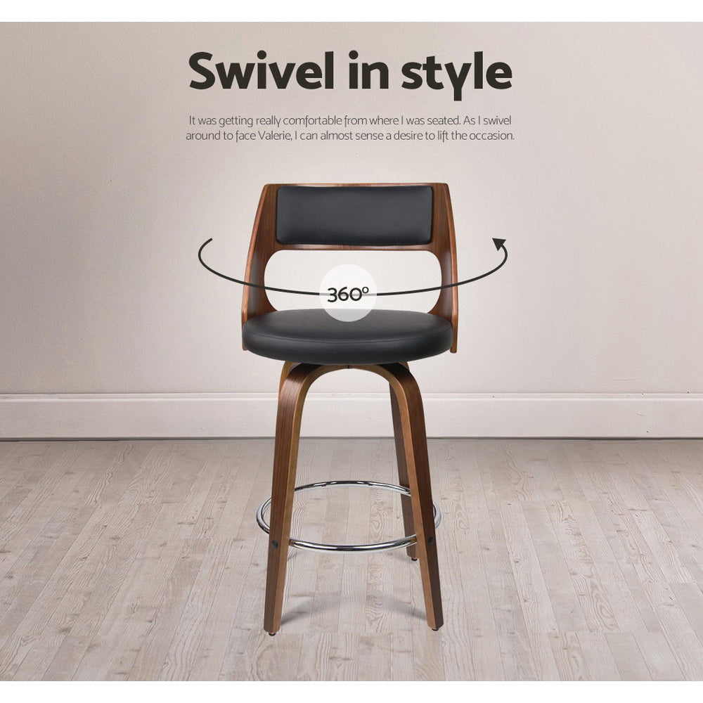 Artiss 2x Bar Stools Swivel Leather Chair 76cm - Furniture > Bar Stools & Chairs > Table & Bar Stools