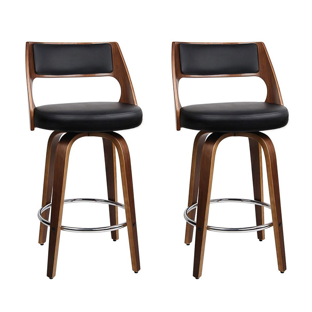 Artiss 2x Bar Stools Swivel Leather Chair 76cm - Furniture > Bar Stools & Chairs > Table & Bar Stools