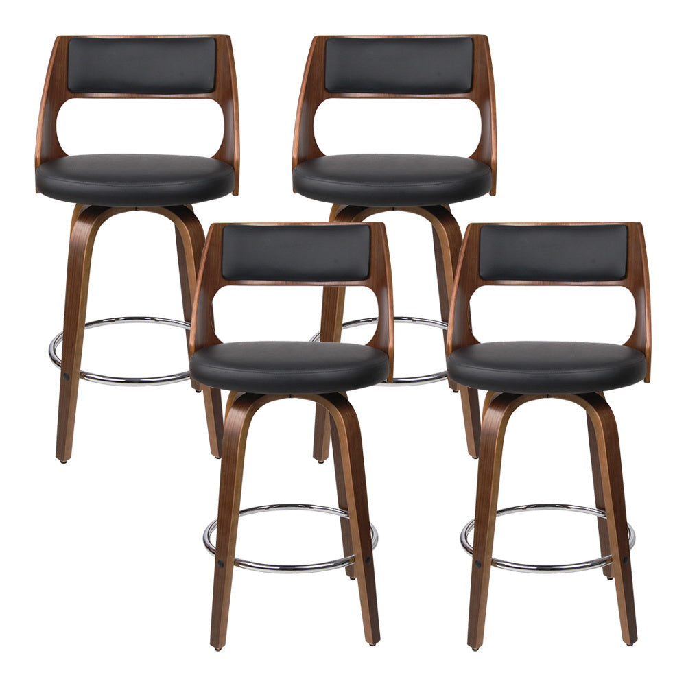 Artiss 4x Bar Stools Swivel Leather Chair 76cm - Furniture > Bar Stools & Chairs > Table & Bar Stools