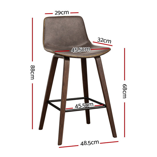 Artiss Bar Stools Kitchen Counter Barstools Leather Wooden Chairs x2 Furniture > Bar Stools & Chairs > Table & Bar